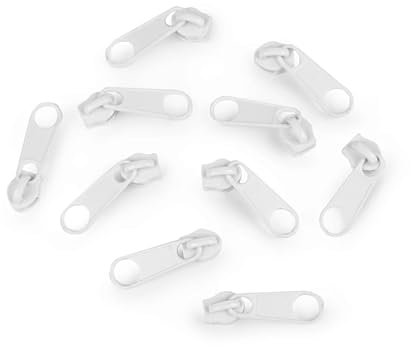 cyclingcolors 10x Cursore Cerniera Ricambio Kit di Riparazione per Cerniera Testa N°3 Cursori per Vestiti Borse Giacche Borse Valigie Jeans, bianco