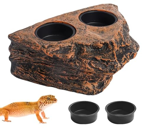 Reptilienschale, Wasserschale für Reptilienbecken, 2 Tassen Bartdrachen Schale, Aquarium Dekoration, Schildkrötenlebensraum, Tierfuttertisch, Futtertablett Zubehör für Spinne Schlange