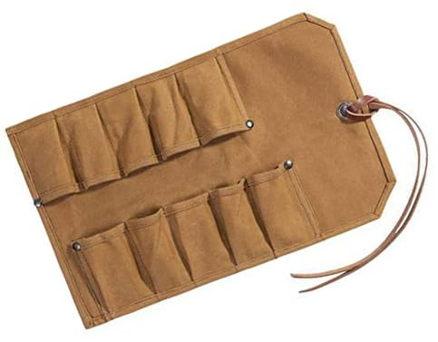 ROYJJ Werkzeugrolle, strapazierfähig, gewachstes Segeltuch, kleine Werkzeugtasche für Meißel, Hammer, Hohlräume, Tasche, Aufbewahrungstasche, Werkzeugzubehör, Schnitzmesser, Werkzeugtasche
