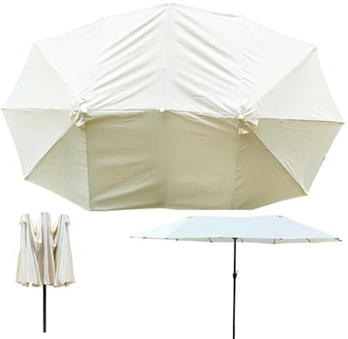 ZYXQQJ Toile De Rechange pour Parasol Double Face Housse De Parapluie À 12 Nervures Tissu en Polyester pour Table De Marché(Beige)