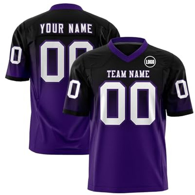 Football Shirt Mens Oversized T-Shirt, Personalized Jersey Sport T-Shirts with Team Name Number, Custom American Football Jersey for Men/Women/Youth