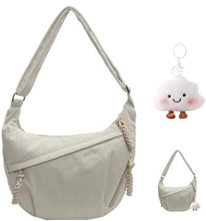 XFSRG Bolso Bandolera Para Mujer Bolso Media Luna Crossbody Casual Ligero Bolsa con Correa de Hombro Ajustable para Viaje Compras Escuela Oficina（Beige）