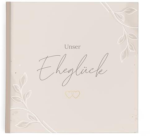 mintkind® Erinnerungsbuch Ehe Beige – Fotoalbum Hochzeit zum Selbstgestalten – Hardcover 156 Seiten – Geschenk Hochzeitstag Silberhochzeit Goldene Hochzeit 21x21 cm
