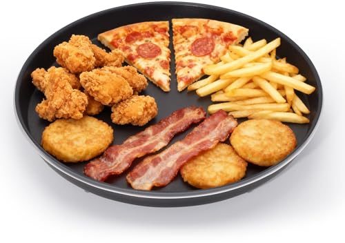 mico dingker 31.5 cm Microwave Crisper Pan – Universal Browning Plate for Reheating Frozen Pizza, Chicken Nuggets, French Toast & More – Microwave Cookware for Crispy Results