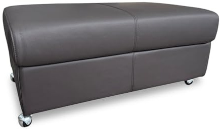 Quattro Meble Dunkelbraunes Echtleder Hocker auf Rollen aufklappbar mit Stauraum Sitzhocker Rindsleder Sitzwürfel 90x55 Fußhocker Polsterhocker Echt Leder Puff