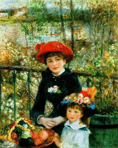 ARToPHIIU Dipinti Famosi Quadri Stampa Murale su Tela Due sorelle sulla terrazza di Pierre Auguste Renoir per L'arredamento del Soggiorno 60x90cm