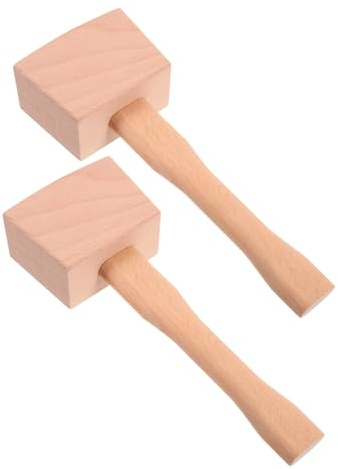 Housoutil 2 Stück Teiliges Holzklüpfel aus Massivem Buchenholz Ergonomischer Griff Widerstandsfähiger Holzhammer für Holzbearbeitung Eiszerkleinerung und Manuelle Bartender-anwendung