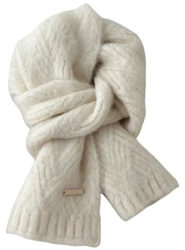 Generisch Kaschmir Schal für Damen Herren, Weiche Warm Wollschal Winterschal - 100% Alpakawolle - Strickschal Einfarbig Gestrickter Halsschal, 160 x 23 cm