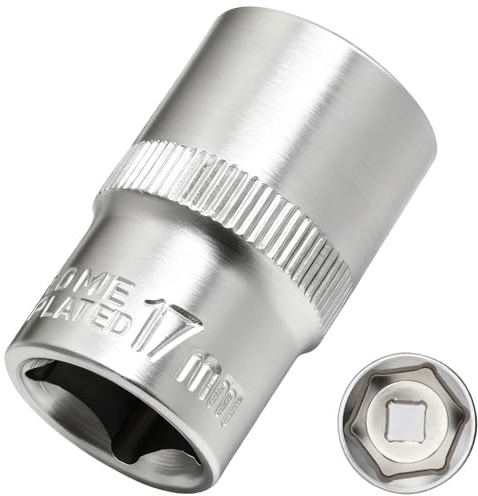 DAKCOS 17mm Socket 1/2 Drive 6 Ponit Wrench Socket | Drive Shaft Tool Power Sockets, CR-MO