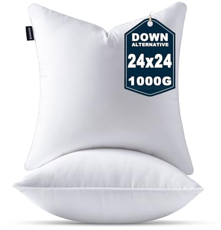 OTPIPCS 2er Set Kissenfüllung 60 x 60 cm Daune Alternative Weiß Quadratisch Kissen für Couch Größe Innenkissen Sofakissen Dekokissen Kopfkissen Zierkissen Inlett Cushion Bett Zierpolster 24x24 Zoll