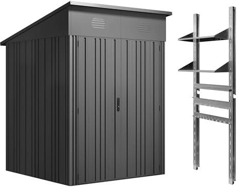 Hoggar – Gartenhaus für den Außenbereich Pioneer Y30 – Regal und Halterungen im Lieferumfang enthalten – Selbstmontage – verstärkte Doppeltür – Schloss – V-Säulen – robustes Dach – 162 x 174 x 207 cm