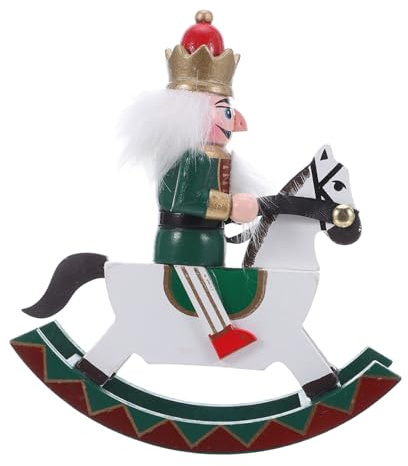 STAHAD Schiaccianoci in Legno con Cavallo Dondolo Verde Decorazione Natalizia Compatta e Resistente per Albero e Tavolo Ornamento Festivo Tradizionale e Idea Regalo di Natale