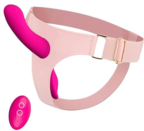 FOPS Strap-On Dildo con Doble Vibración 15 cm – Estimulador Punto G & Clítoris para Mujeres Arnés Ajustable 10 Modos Mando Impermeable Recargable USB para Parejas & Lesbianas D56