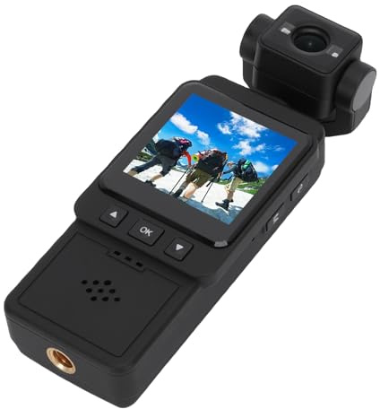 Tangxi Caméscope de Poche 4K Ultra HD, écran 1,6 Pouces, Caméra d'action Compatible WiFi, Enregistreur de Caméra Portable à Stabilisation 3 Axes avec Application, pour Filmer des