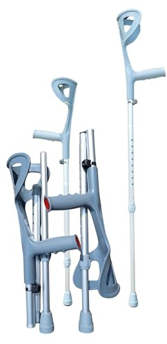 Mobi-Roll Unterarmgehstützen klappbar – ergonomische Gehhilfen bis 136 kg | höhenverstellbar 94–116 cm | rutschfeste Gummispitze | Paarweise Lieferung (grau)