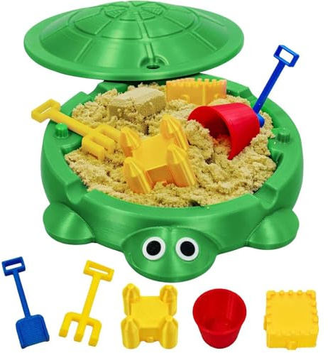 Mini Turtle Sandbox Garden Toys, 3D Printed Turtle Sandbox with Lid for Children Outdoor Playset, Sensory Fidget Toy for Stress Relief, Desk Home Office Decor Gifts