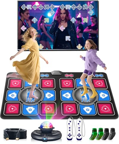 Alfombra de Baile Interactiva para Niños y Adultos: Alfombra de Juego Electrónica Doble para TV con Conexión HDMI Cámara 3D y Mandos Inalámbricos - Regalo Ideal para Niñas y Niños a Partir de 6 Años