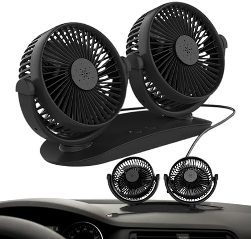 Ventola Per Auto USB - Ventola USB A Doppio Interruttore A Doppia Testa Da 10,16 Pollici | Ventole Per Auto Regolabili A 3 Velocità Per Il Passeggero Del Sedile Posteriore | Ventilatori Per Sedili Pos