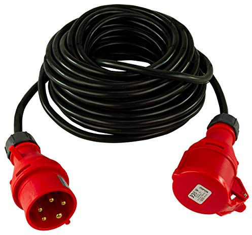 REV CEE Verlängerung – Verlängerungskabel 20m außen (IP44), Starkstromkabel, 11000W, 400V, schwarz