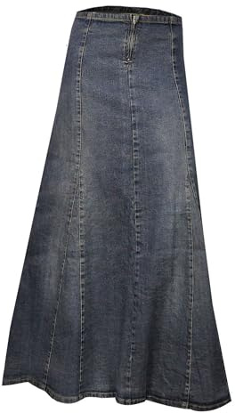 Clove Jeans Womens A-Line Blue Denim Skirts for Women, Ankle Length Stretchy Denim Jeans Womens Maxi Skirt, Casual Plus Sizes Ladies Long Skirts for Women - 16