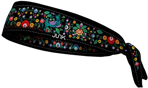 JUNK Brands Flex Tie Headband - Moisture-Wicking, Performance Fabric, Non-Slip, Sports Sweatband for Men & Women - One Size - Folk Revival