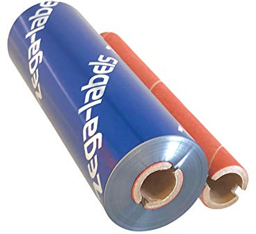 zega-labels Thermotransfer Farbband SILBER MATT 110 mm x 74 m - zega color (Wachs/Harz Wischfest) - 1/2 Zoll Kern Ø 12,7 mm - für Papieretiketten - für Desktopdrucker Zebra ZD/GK/GX/GC/TLP