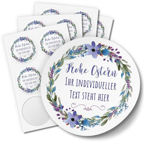 24 INDIVIDUELLE runde Etiketten für Ostern SELBER GESTALTEN: Personalisierte Aufkleber für Frohe Ostern, Geschenke, Ostereier, Hase, für Namen, Produkte, Gläser, basteln, Deko, Osternest, Ostergrüsse