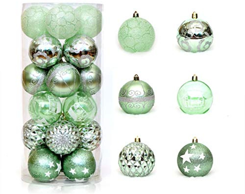 Zinsale 6cm/2.36 24PCs Weihnachtsbaumkugeln Bruchsicher Plastik Weihnachtskugeln Christbaumkugeln Baumschmuck Ornament Anhänger Urlaub Party Festival Dekor (Grün)