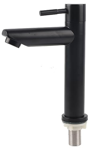 Wasserhahn,Edelstahl Schwarz Becken Wasserhahn Einzel Kaltwasserhahn Außengewinde G1/2in Haushalt Bad WC Balkone Küche(G 1/2 )