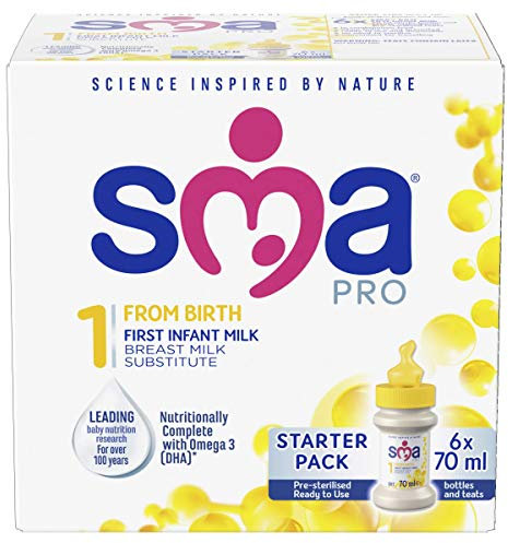 SMA PRO First Infant Baby Milk Starter Pack, Ready to Drink, From Birth (6x70ml)