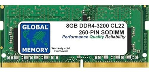 GLOBAL MEMORY 8GB DDR4 3200MHz PC4-25600 260-PIN SODIMM Memoria RAM para Ordenador PORTÁTILES/NOTEBOOKS