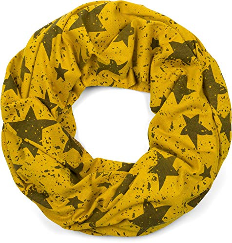 styleBREAKER Unisex Loop Schal Sterne Farbspritzer | Leichter Rundschal für den Sommer (79x44 cm), weiches kratzfreies Gewebe, 2- bis 3-mal flexibel um den Hals wickelbar.