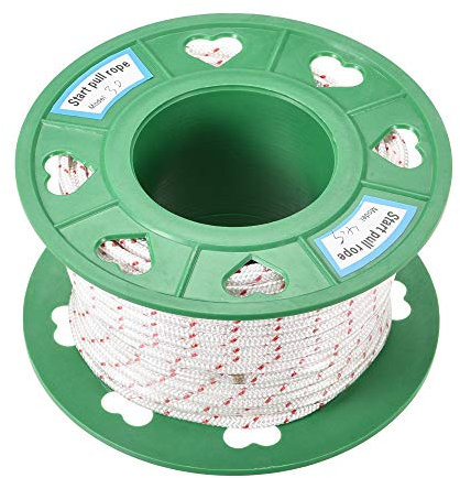 sourcing map Rückstoßstartseil 4,5mm 3/16 Zoll Durchm. 30m 98ft Polyester Zugschnur Weiß Rot für Rasenmäher Trimmer Motor Ersatzteil