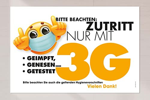 Hinweisschild 3G | 30x20cm wetterfest | Kunststoff-Schild | 3G-Regel | Zutrittsbeschränkung