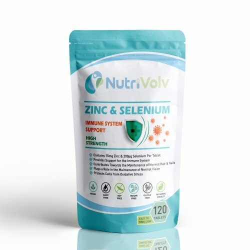 Zinc 15mg & Selenium 200mcg | 120 Tablets | Zinc Picolinate & Selenomethionine (Most Bioavailable Form) | Immune Support | by NutriVolv