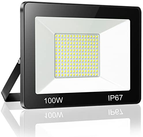 YIQIBRO 100W LED Floodlight Outdoor, 10000LM 6500K Outdoor LED Flood Lights Super Bright Security Light, IP67 Waterproof Spotlight for Garden, Garage, Yard, Patio, Warehouse, Factory