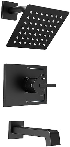 SOOOHOT Shower Fixtures, Black Shower Faucet Set with 6 Inch Matte Black Shower Head and Tub Spout, Black Shower Head and Handle Set (Valve Included)