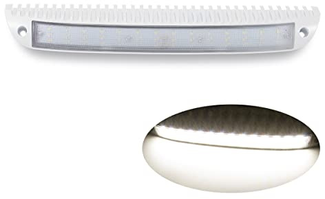 Raycharm 15.4 4000K Natural-White, 40° Down Angle Beam, 12V/24V 42W 4200 lm, Waterproof IP67, LED Deck Flood Spreader Light Fixture for Marine Boat & Scene Porch Lamp for RV Camper, White Finish, 1PC