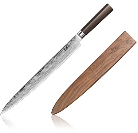 Cangshan HAKU Series 12-Inch Sashimi Knife with Sheath, Forged X-7 Damascus Steel, 501127