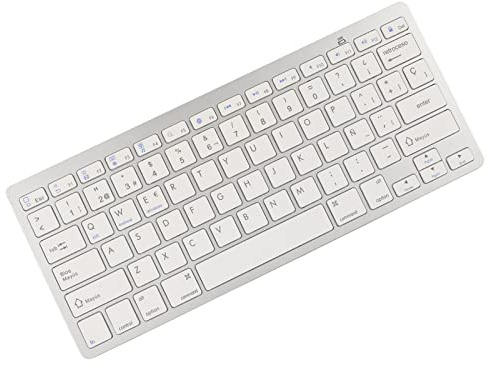 Bewinner Mini Teclado Inalámbrico, Teclado Ultradelgado, Teclado en Español, Teclado Externo Compacto Portátil para Teléfono, Portátil, Tableta