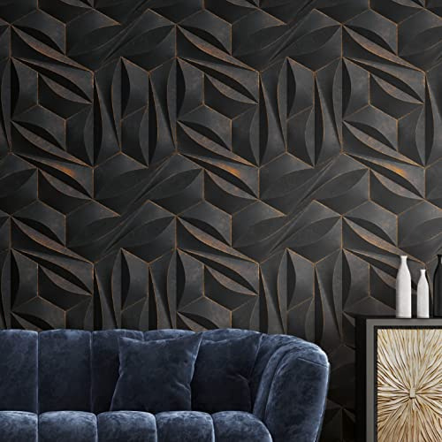 Livingwalls Resestilar fibertapet – tapet med 3D-utseende i grått och guld – orientalisk väggtapet för olika rum i 1,59 m x 2,80 m