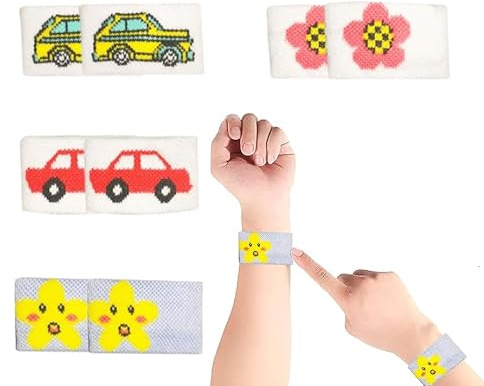 KAYEF 4 pares de muñequeras antináuseas Para mareos y cinetosis Muñequeras antimareo Shiatsu Muñequeras antináuseas Para viajes Vacaciones Larga distancia Autocares