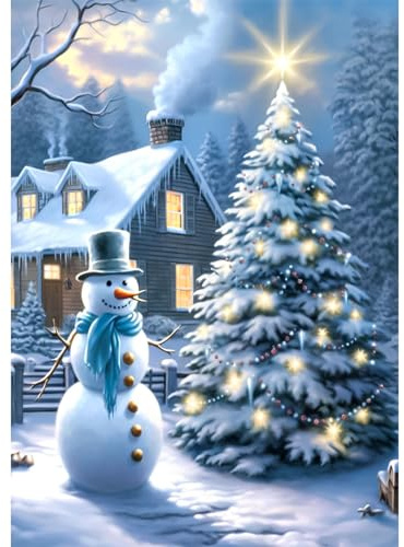 RICUVED Schneemann Diamond Painting Erwachsene, 5D Weihnachten Diamant Painting Bilder Erwachsene, DIY Diamond Painting Bilder Winter Diamant Malerei Set für Wanddekoration 30x40cm