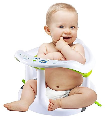 Eteslot Badewannen Sitzhilfe Baby - Sitz Badewanne Baby - Baby-Duschstuhl Mit Abnehmbare Saugnäpfen Und Rutschfeste Matte - Baby-Badewannensitz Mit Rückenlehne Für Neugeborene, 6-18 Monate, Weiß
