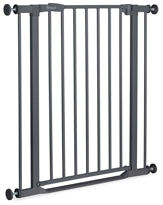 hauck Trappskyddsgaller dörrskydd Clear Steg 2, för bredder 75–80 cm, ultratunn tröskel, utan borrning, enkelhändig dubbelsidig öppning, manuell låsmekanism, metall (mörkgrå)