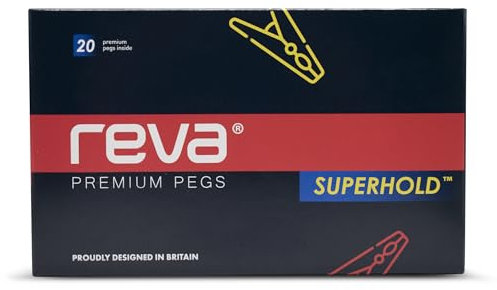 Reva SuperHold Heavy Duty Clothes Pegs for Washing Line, 20pcs Non-Slip Plastic Laundry Clips for Heavy Garments, Storm-Proof, UV-Resistant Large Washing Pegs Strong, for Indoor and Outdoor