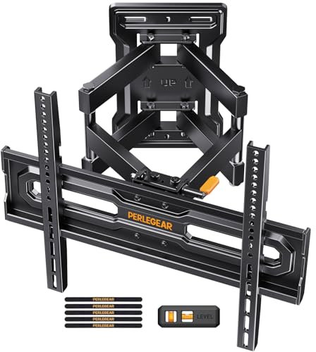 Perlegear TV Wall Bracket for 23-70 inch TVs up to 50kg, Adjustable TV Bracket with Tool-Free Tilt, Swivel, Preassembled Wall Mount Arms, 3 level Height Settings, Max VESA 400x400mm, PGMF18