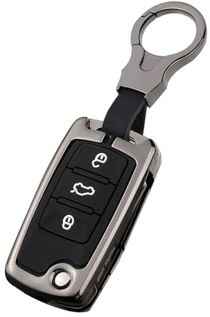 Sucxyor für Volkswagen Schlüsselhülle VW Golf 4/5/6 Polo Up Jetta Bora | Zinklegierung Autoschlüssel Hülle Passat T*iguan Skoda Seat Leon Schlüssel Cover Schutzhülle mit Schlüsselanhänger