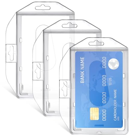 3 Pcs Porta tarjetas Identificativas, Badge Holder, Funda tarjeta identificación Portatarjetas, Tarjetero colgante para Tarjeta de Estudiante de Visita de Autobús Tarjetas de Crédito