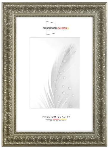 Massiv Holz Bilderrahmen Vintage Retro 84,1 x 118,9 cm DIN A0 in Alt-Silber Barock | inkl. bruchsicherer Anti-Reflex Kunstglasscheibe | Rahmen für Poster | Puzzle | Foto collage DR095